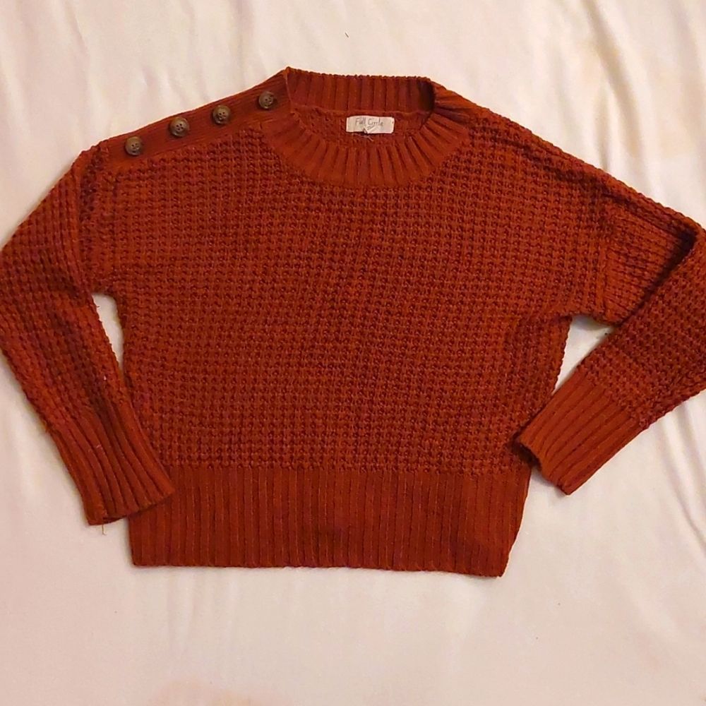 Brown Button Detail Girls Sweater - Picture 1 of 2